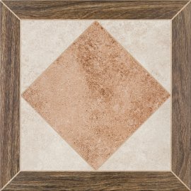 Gres szkliwiony PERSO brown wood frame mat 45x45 gat. II