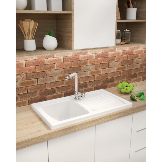 DEANTE Zlewozmywak ceramiczny LUSITANO biały 1-komorowy z