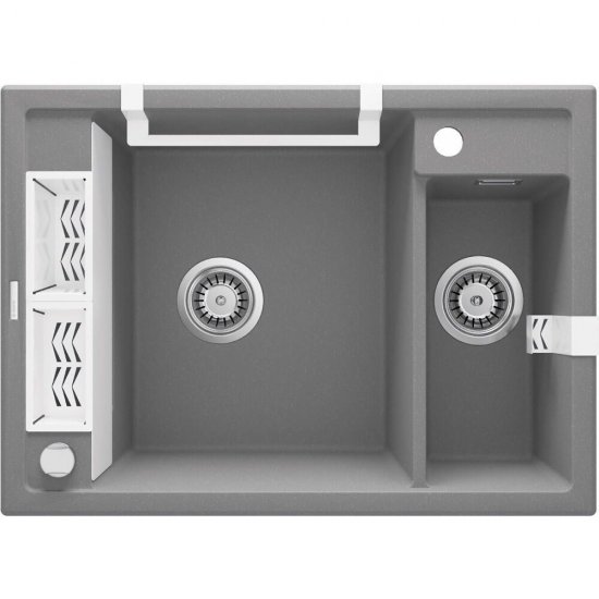 DEANTE Zlewozmywak granitowy MAGNETIC magnetyczny 1,5-komorowy szary metalik ZRM_S503