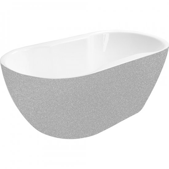 BESCO Wanna wolnostojąca NAVIA SREBRNA 160x80 maskownica syfonu z przelewem grafit #WAS-160-NSG