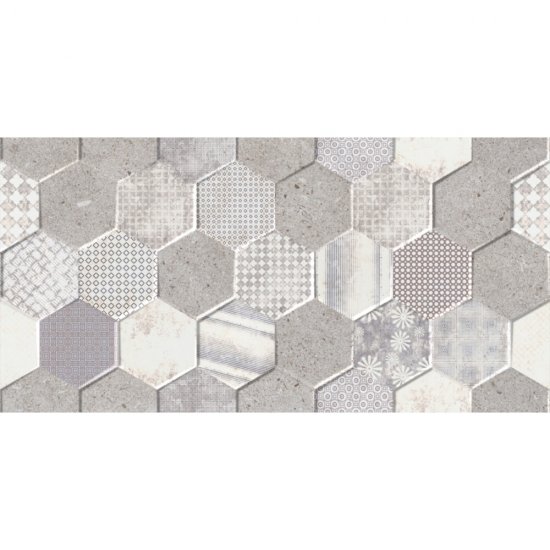 Płytka ścienna CEMENTO PERTH grey hexagone shiny 30x60 gat. I