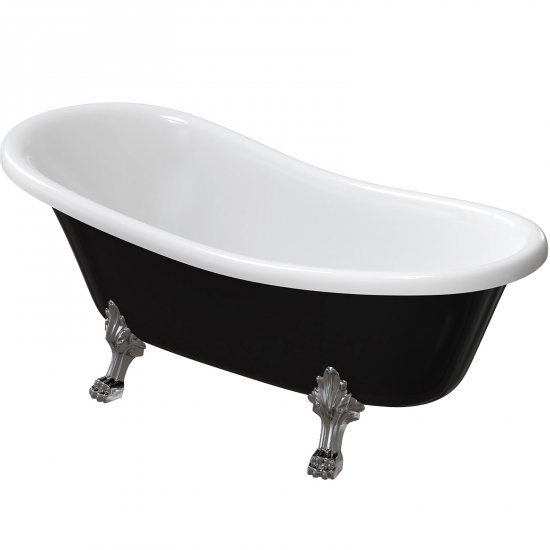 OMNIRES Wanna wolnostojąca ATENA COMFORT M+ 168x76 biały/czarny połysk ATENA168BCP