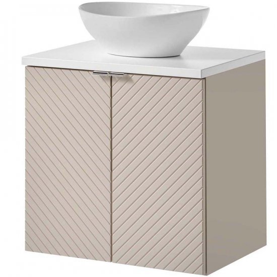 COMAD Zestaw mebli VIVA CASHMERE szafka z drzwiami z blatem WHITE 60 cm, umywalka LOLA