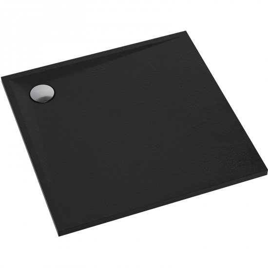 OMNIRES Brodzik kwadratowy STONE 90x3 czarny mat STONE90-KBL