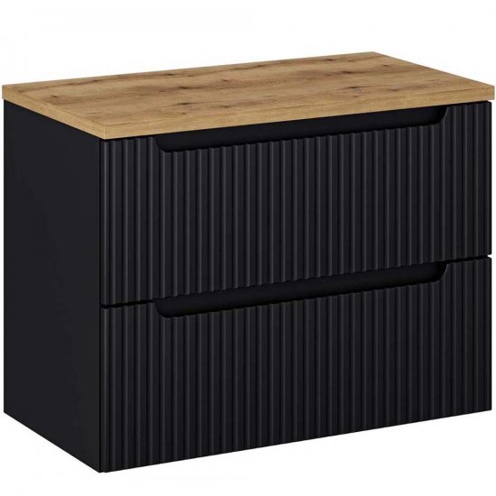 COMAD Szafka podumywalkowa NOVA BLACK z blatem OAK 80 cm