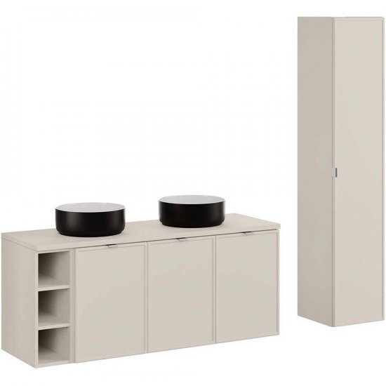 COMAD Zestaw mebli BELLA CASHMERE 2 szafki z blatem 140 cm, 2 umywalki SIMPLE, słupek 35 cm