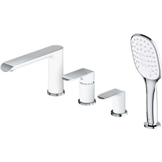 OMNIRES Bateria nawannowa SACRAMENTO chrom biały połysk 4-otworowa SC2332CRB