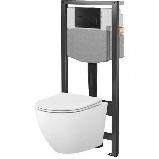 CERSANIT Zestaw podtynkowy SYSTEM 50 mech miska DESSE wirowa, deska, przycisk czarny S4003-009