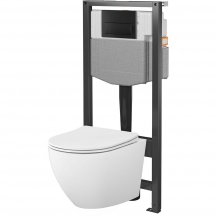 CERSANIT Zestaw podtynkowy SYSTEM 50 mech miska DESSE wirowa, deska, przycisk czarny S4003-009