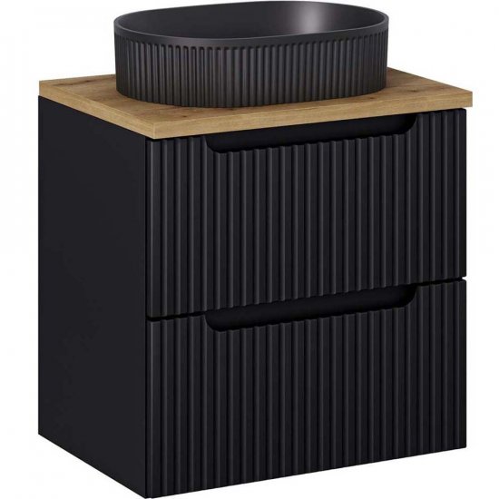 COMAD Zestaw mebli NOVA BLACK szafka z blatem OAK 60 cm, umywalka BEYOND BM