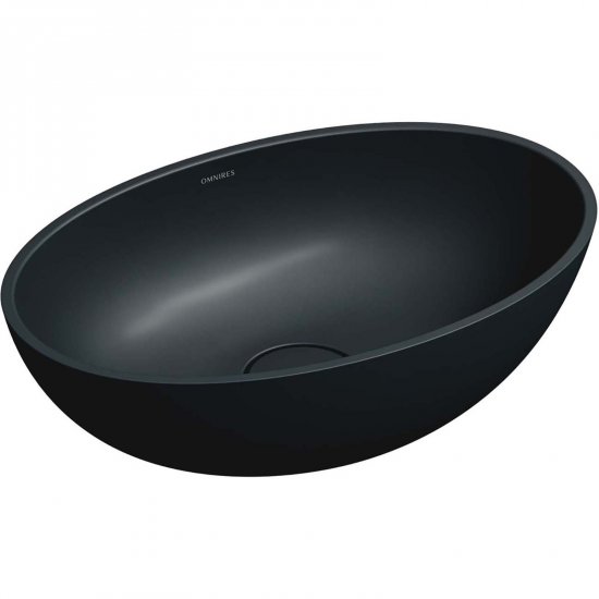 OMNIRES Umywalka nablatowa SHELL M+ black lava mat 50x32 SHELL500UNBLV