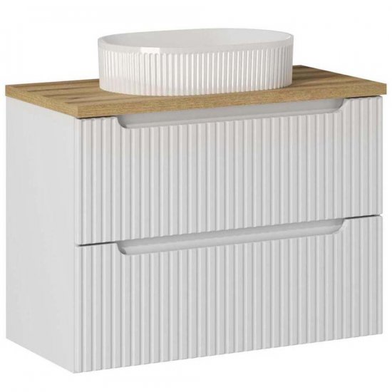 COMAD Zestaw mebli NOVA WHITE szafka z blatem OAK 80 cm, umywalka BEYOND 5