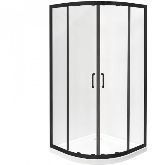 BESCO Kabina prysznicowa półokrągła MODERN BLACK 90x90x190 szkło transparentne MPB-90-190-C