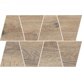 Gres szkliwiony GRAND WOOD NATURAL COLD brown MOSAIC TRAPEZE mat 0,8 19x30,6 gat. I