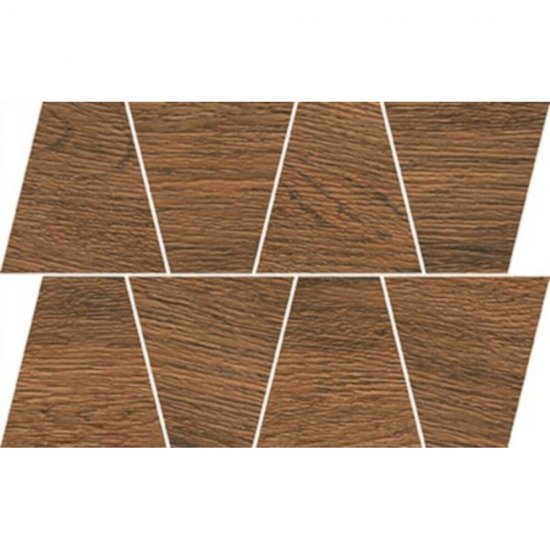 Gres szkliwiony GRAND WOOD PRIME brown MOSAIC TRAPEZE mat 0,8 19x30,6 gat. I