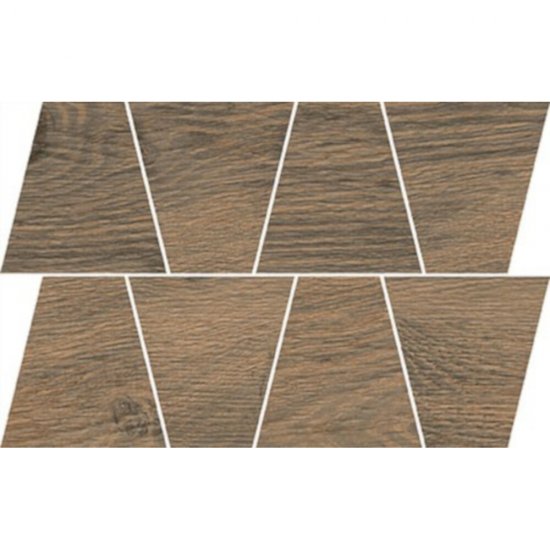 Gres szkliwiony GRAND WOOD RUSTIC brown MOSAIC TRAPEZE mat 0,8 19x30,6 gat. I