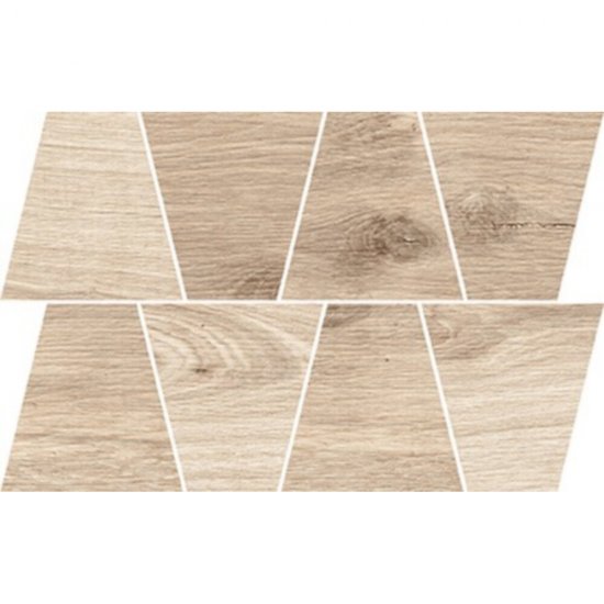 Gres szkliwiony GRAND WOOD NATURAL cream MOSAIC TRAPEZE mat 0,8 19x30,6 gat. I