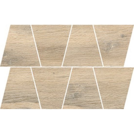 Gres szkliwiony GRAND WOOD NATURAL WARM grey MOSAIC TRAPEZE mat 0,8 19x30,6 gat. I