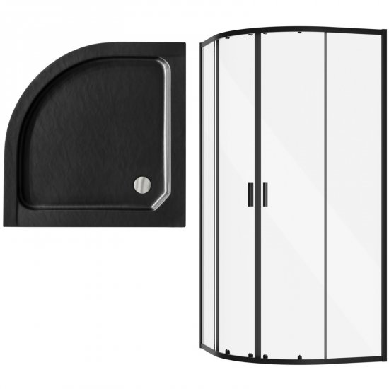 BESCO Kabina prysznicowa półokrągła ZARYA BLACK 80x80x190 z brodzikiem ALEX ZB-AL-80-190