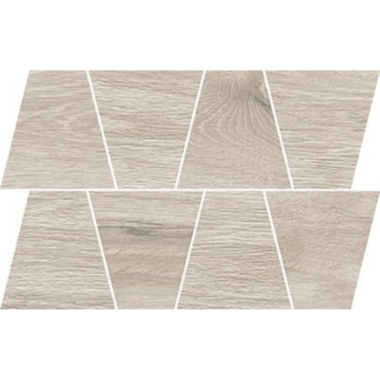 Gres szkliwiony GRAND WOOD PRIME light grey MOSAIC TRAPEZE mat 0,8 19x30,6 gat. I