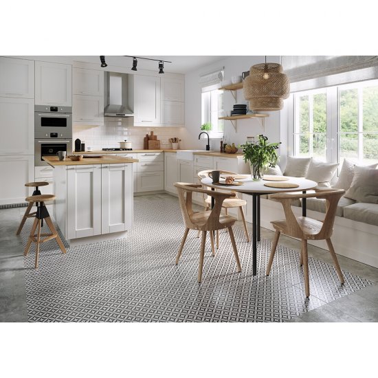 Gres szkliwiony PATCHWORK VERTIGO white-black satin 29,8x29