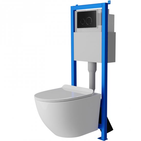 LAVITA Zestaw podtynkowy mechaniczny LAV101 40, miska SOFI SLIM, przycisk czarny 4.4