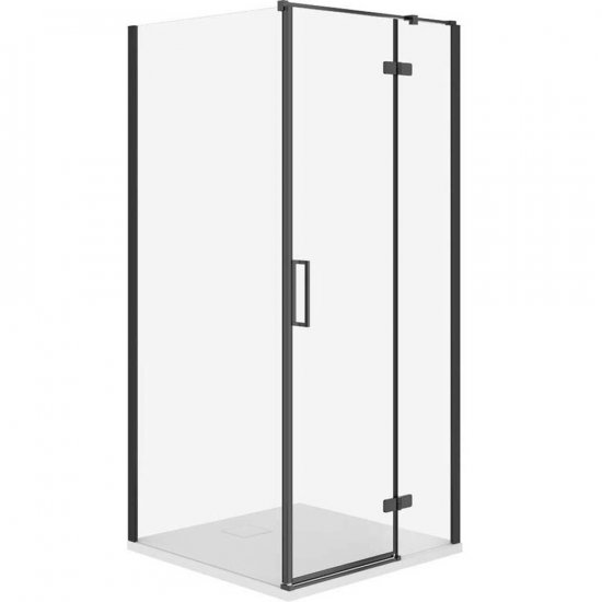 CERSANIT Kabina prysznicowa JOTA prawa czarna 80x80 z brodzikiem TAKO slim biały mat S601-148
