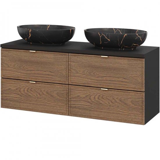 COMAD Zestaw mebli TALIA CASELLA 2 szafki z blatem BLACK 120 cm, 2 umywalki MONA