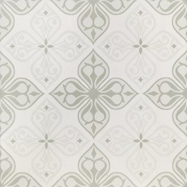 Gres szkliwiony PATCHWORK CONCEPT white-grey flores satin 29,8x29,8 gat. II