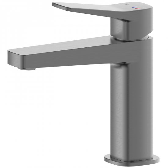 KFA Bateria umywalkowa MALAGA stojąca z korkiem klik-klak gun metal szara PVD 4522-815-61