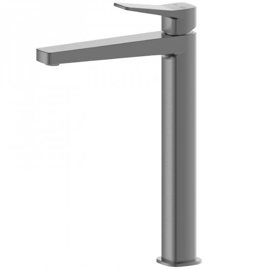 KFA Bateria umywalkowa MALAGA nablatowa ze spustem klik-klak gun metal szara PVD 4522-712-61