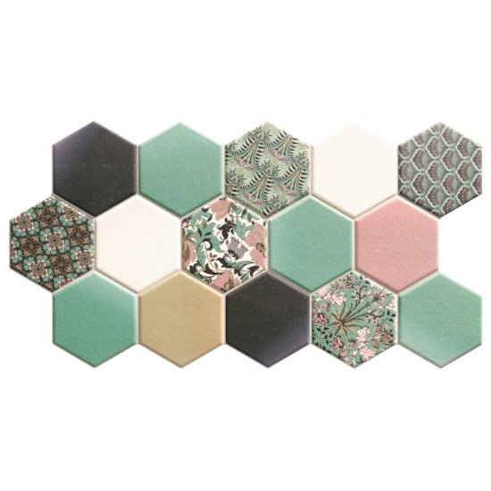 Gres szkliwiony hiszpański Realonda HEX NOUVEAU GREEN mat 26,5x51 gat. I