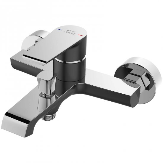 LAVEO Bateria wannowa ścienna LARGO czarna/chrom BAH_710D