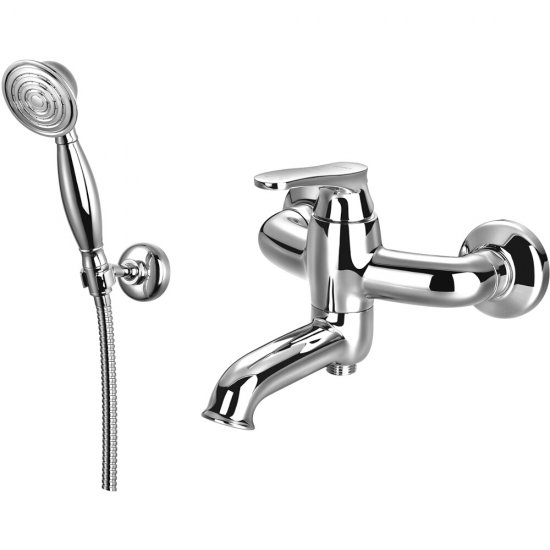 OMNIRES Bateria wannowa ścienna ART DECO chrom połysk z zestawem prysznicowym AD5131CR