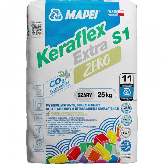 Zaprawa klejowa do płytek MAPEI Keraflex Extra S1 ZERO szary 25 kg