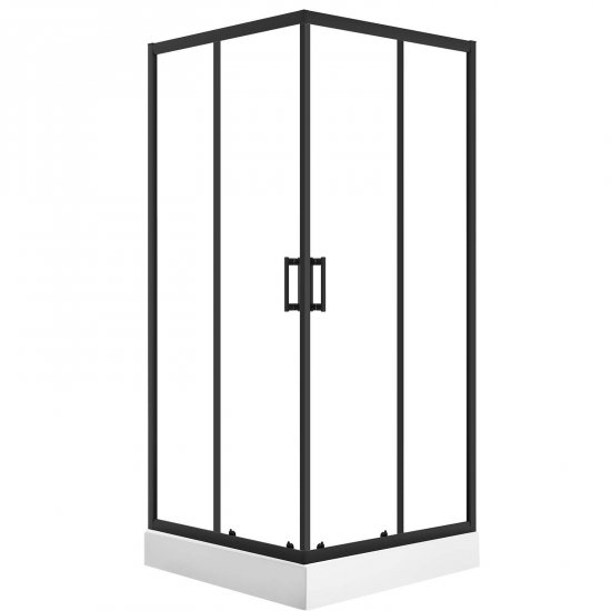 LAVEO Kabina prysznicowa kwadratowa DESNA z brodzikiem 80x80x201 czarna JKDD786K