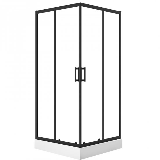 LAVEO Kabina prysznicowa kwadratowa DESNA z brodzikiem 90x90x201 czarna JKDD796K