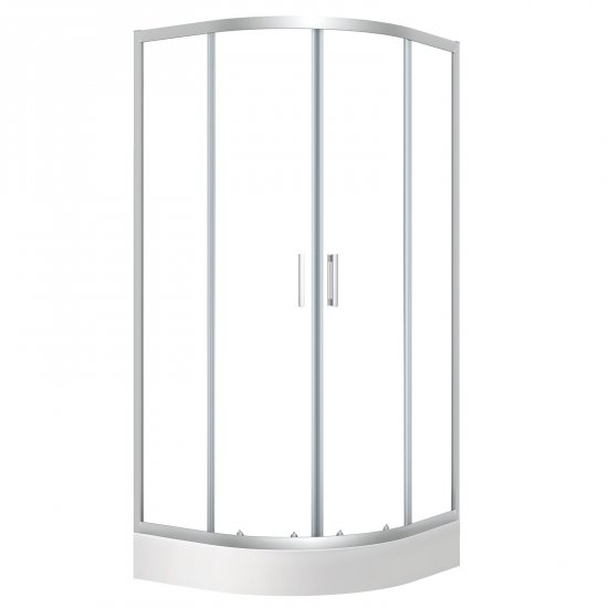 LAVEO Kabina prysznicowa półokrągła DESNA z brodzikiem 90x90x201 chrom JKDD096Z