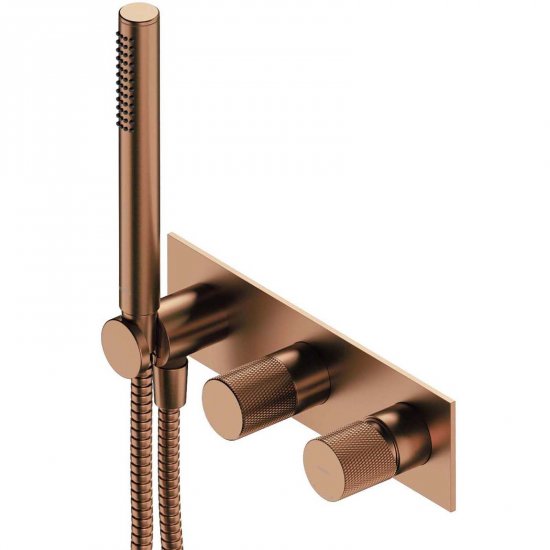 OMNIRES Bateria prysznicowo-wannowa CONTOUR podtynkowa z rączką prysznicową miedź CT8035-1CPB