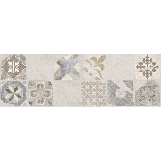 Płytka ścienna VITORIA light grey patchwork satin 29x89 gat. I