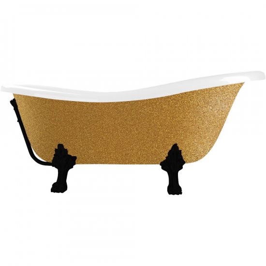 BESCO Wanna wolnostojąca OTYLIA GLAM ZŁOTA 160x77 cm nogi czarne #WKO-160-GZB