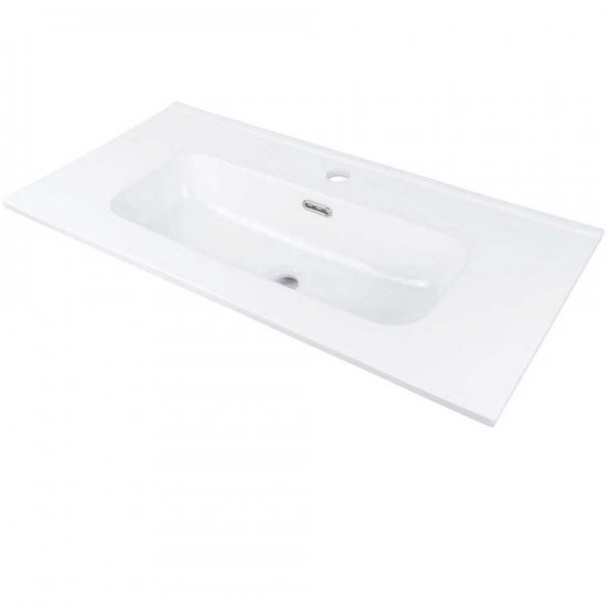 DEANTE Umywalka ceramiczna TUBO wpuszczana w blat z miejscem na baterię 80x38,5 biała CTU_6U8M