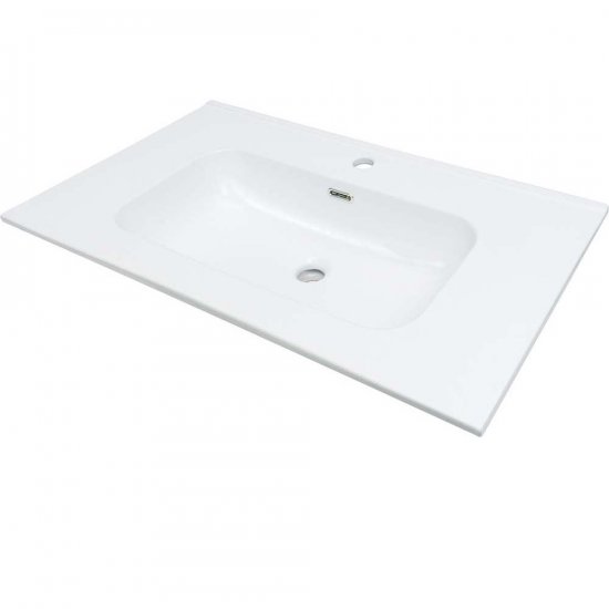 DEANTE Umywalka ceramiczna TUBO wpuszczana w blat z miejscem na baterię 81x46,2 biała CTU_6U8W
