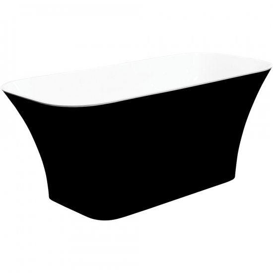 BESCO Wanna wolnostojąca ASSOS S-LINE BLACK&WHITE 160x70 cm klik-klak chrom #WMD-160-ALW