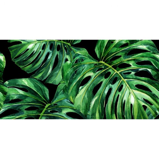 Płytka ścienna dekoracyjna Alfa-Cer MONSTERA BLACK DEC. A glossy 29,8x59,8 gat. I