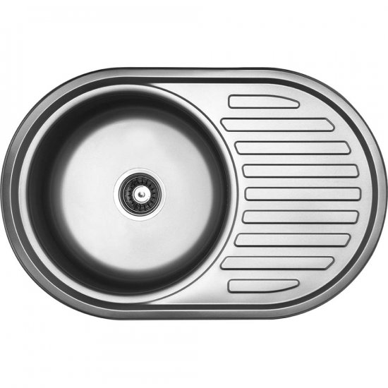 KUCHINOX Zlewozmywak stalowy FARO 1-komorowy owalny z ociekaczem inox len SKH_381T