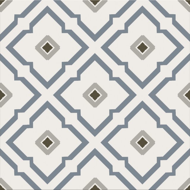 Gres szkliwiony LOVELY PATCHWORK GEOMETRIC FLOWER white-blue mat 29,8x29,8 #294 gat. I