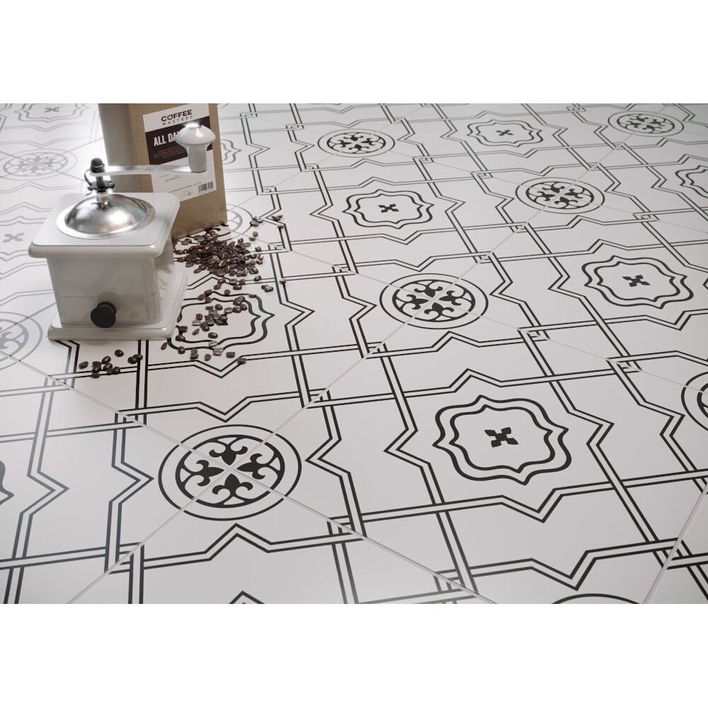 Gres szkliwiony LOVELY PATCHWORK MAESTRO white-black mat 29