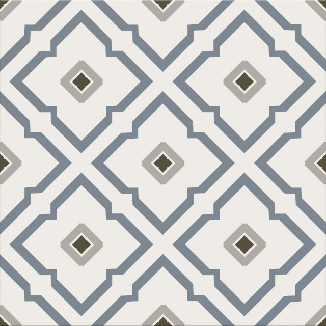 Gres szkliwiony LOVELY PATCHWORK GEOMETRIC FLOWER white-blue mat 29,8x29,8 #294 gat. II