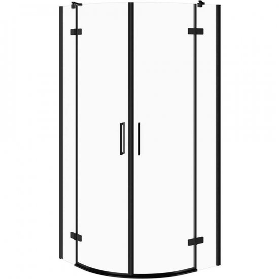 CERSANIT Kabina prysznicowa półokrągła JOTA 80x80 czarna, szkło transparentne S160-040